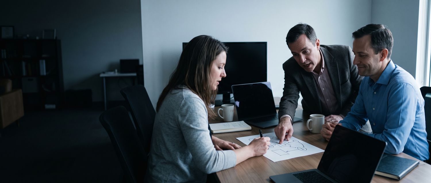 An enablement lead assembling a solution card alongside an AI buyer pitch session.