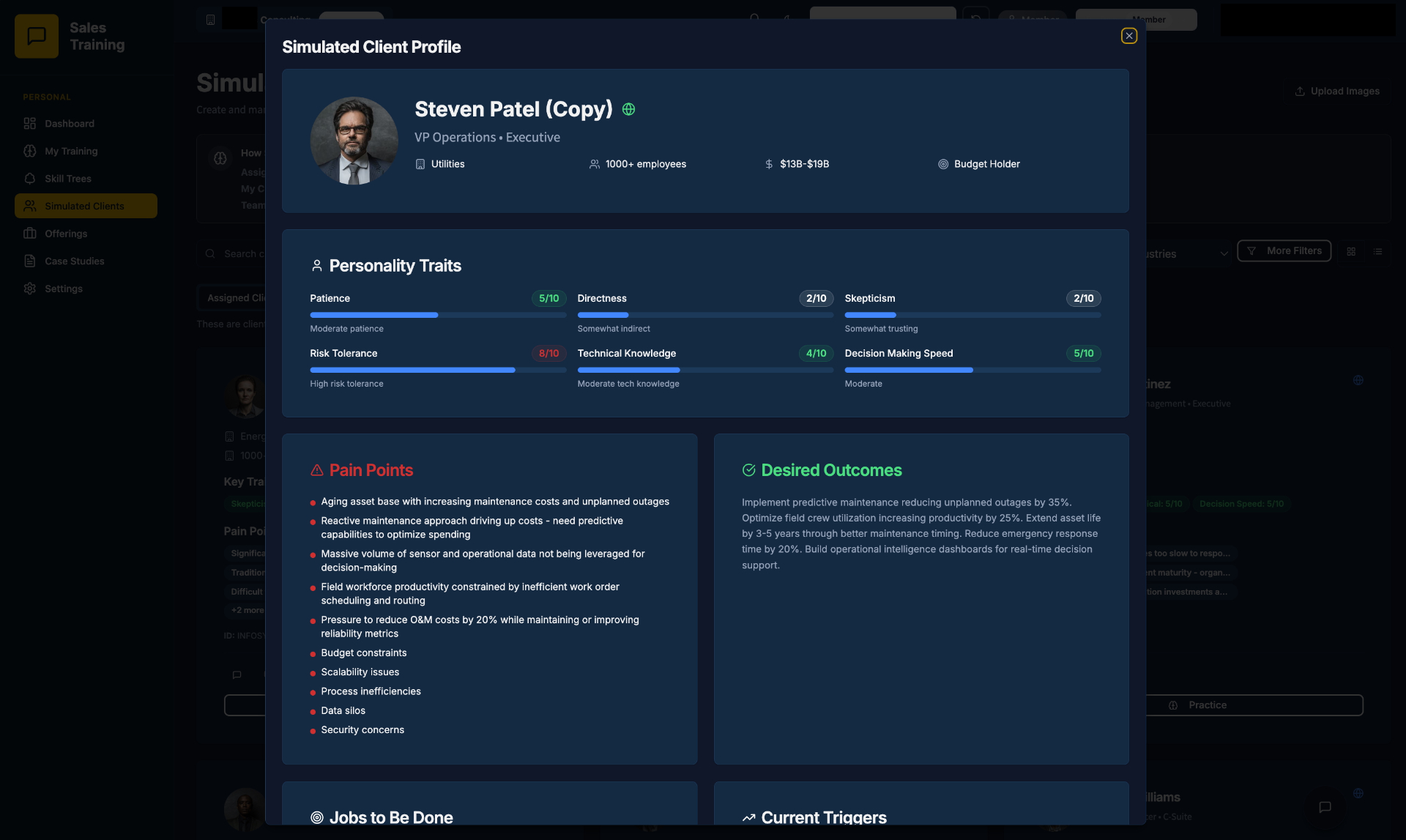 A simulated buyer persona built around a real deal